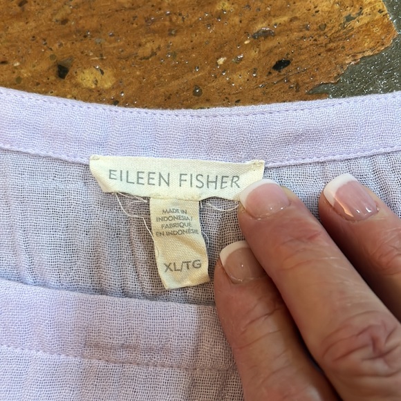 Eileen Fisher Lilac Organic Cotton Gauze Textured Crew Neck SS top szXL - Picture 7 of 11